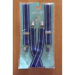 Boys toddler blue and white suspenders wedding Easter church photo prop